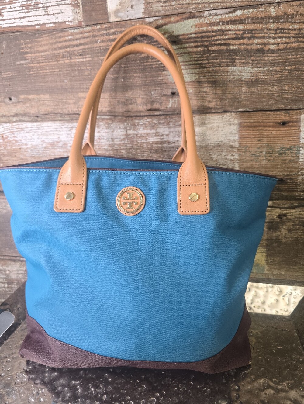 Tory Burch Jaden Canvas Tote Bag - Blue & Brown
